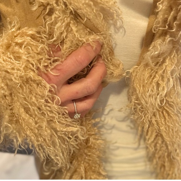 Tan Faux Fur Penny Lane 70s inspired coat Boho - Picture 5 of 6